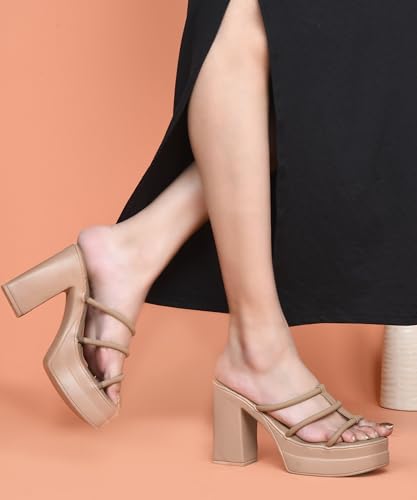 Image of JM LOOKS Modern Multi-Strap Platform Heeled Sandals with Sturdy Block Heel and Contemporary Square Toe Design