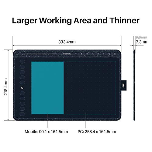 Huion Hs611 Graphics Drawing Tablet Android Supported Pen Tablet Tilt Function Battery-Free Stylus 8192 Pen Pressure With 8 Multimedia Keys 10 Express Keys And Touch Strip(Starry Blue) #TOP4