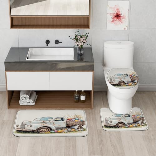 Rideau de douche de Pâques avec ensemble complet de tapis pour sécuriser et décorer le bain - 5