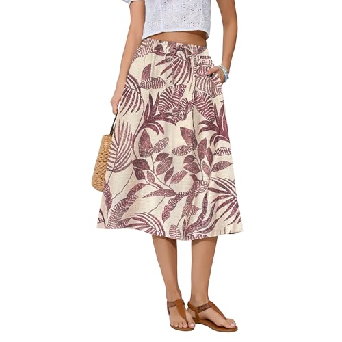 Image of Witsmile Women's Summer Pleated High Waisted Casual Flowy Skirt Pockets