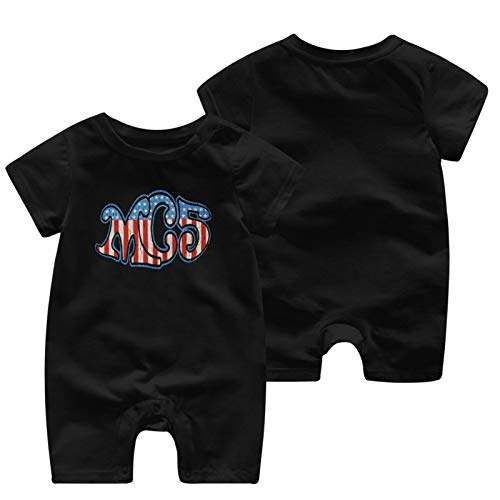 Mc-5 Rock Band Americana Baby's Short Sleeve Cute Bodysuit 100% Cotton Romper Shirt 12 Months Black