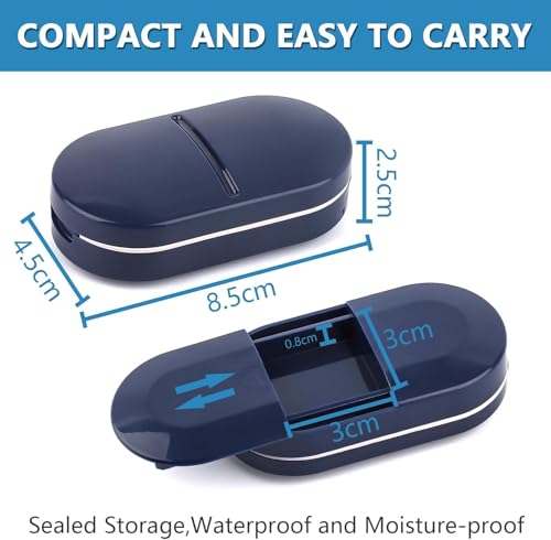 Image of DAZZLIQ Dual-Purpose Medicine Container Tablet Cutter for Small Tablets Medicine Piller Pill Cutter for Tablets of Any Size Medicine Box for Home Medicine Cutter for Pills Box Portable Pill Box BLUE