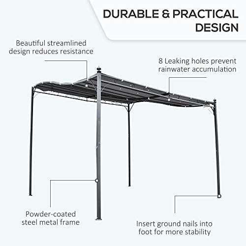 Outsunny 3 X 3(M) Pergola Gazebo Metal Frame Elegant Scrolling Weather-Resistant Canopy Sun Rain Shade Garden Outdoor Shelter, Grey - 3