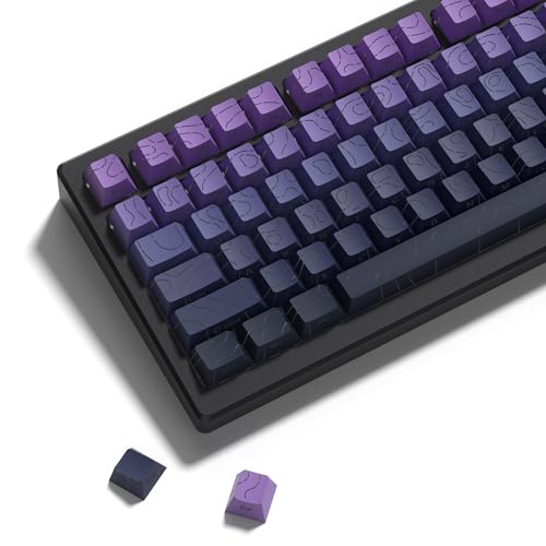 キーキャップ 133キー Womier ダブルショット 等高線4.0 PBT 光透過 キーキャップ サイド彫刻 Cherry プロファイル メカニカルキーボード用 (パープル)