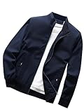 TAGAS Men's Regular Jacket Fit For Casual Wear || Low-Cut Standing Collar || Full Sleeve | Latest Stylish Jacket For Men ||Regular Fit Zip-Up Casual jacket|| bomber jacket for men(MJ-9015) (M, NAVY)