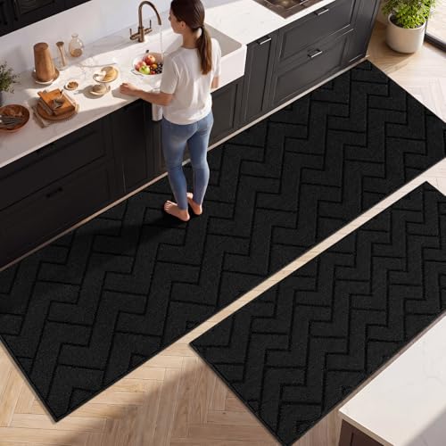 Image of hicorfe Kitchen Runner Rug,24 inchx79 inch+20 inchx48 inch Kitchen Set,Non-Slip Kitchen Mat