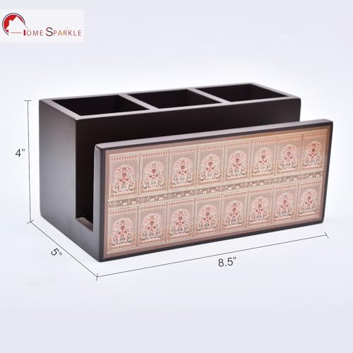 Image of Home Sparkle Tissue Paper Box Holder for Car, Home Decor, Gifting & Office Desk - Rectangular MDF with Elegant Vinyl Print Design - Red Finish (B13V48)