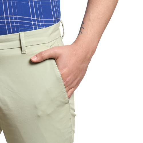 Image of Parx Men's Solid Pattern Lrt Cotton Blend Flat Front Casual Trouser