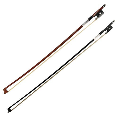 MI&VI TWO Classic Violin Bows 4/4 (Full Size) Brazilwood+Carbon Fiber with Ebony Frog | Octagonal Silver Mount | Well Balanced | Light Weight | Real Mongolian Horse Hair | Best Selling | Most Popular