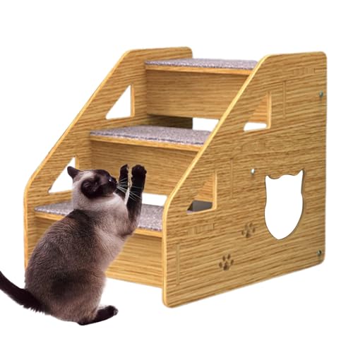 Escalera para perros - Escalera para y perros, escalera para mascotas con 3 peldaños | Escalera para mascotas para perros pequeños y , tablas de madera de alta resistencia, rampa para