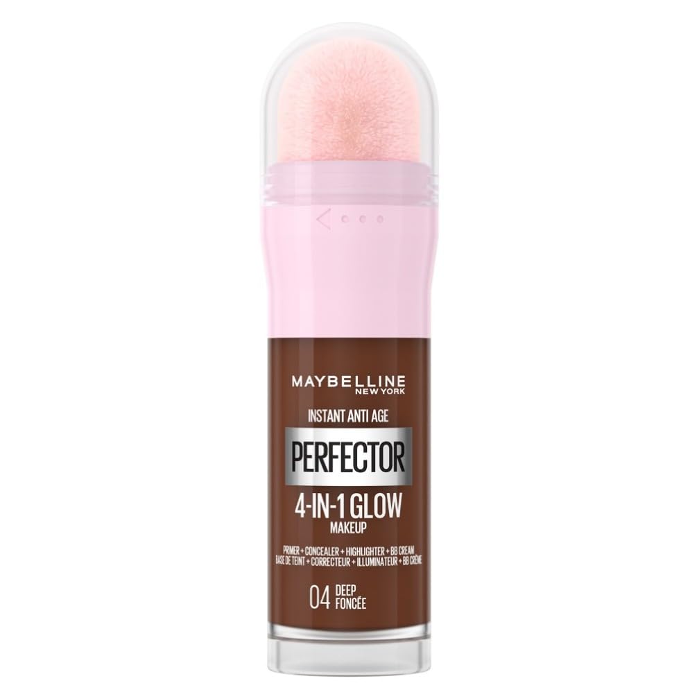 New York Instant Anti Age Rewind Perfector, 4-In-1 Glow Primer, Concealer, Highlighter, Self-Adjusting Shades, Evens Skin Tone with a Glow Finish, Shade: 04 Deep