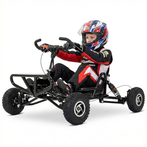 Zalap 63CC 2-Stroke Gas Powered Go Kart, 2.5HP Off-Road 4-Wheeler for Young Riders, Pre-Racing Driving Trainer for Backyard & Trail Riding (Black)