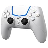BETMI Wireless Controller for PS-5/Pro/Slim/PC,Bluetooth Gaming Controller with Hall Joysticks/LED Channel Light/Turbo/6-Axis Gyro/Dual Vibration/Touchpad/3.5mm TRRS Audio Jack/Speaker Function(White)