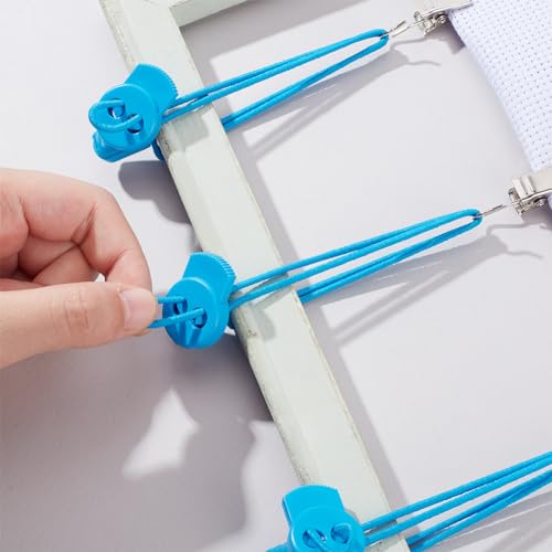 Image of DELORIGIN 10 Set Cross-Stitch Side Clips Blue Adjustable Fabric Fastening Clip, Cross Stitch Fabric Holders Accessories Universal Canvas Clips for Cross Stitch Needlework Embroidery