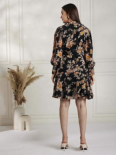 Image of Carlton London Women's Georgette A-Line Knee-Length Casual Dress