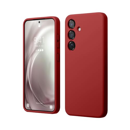 Image of LIRAMARK Liquid Silicone Soft Back Cover Case for Samsung Galaxy S25 5G (Red)