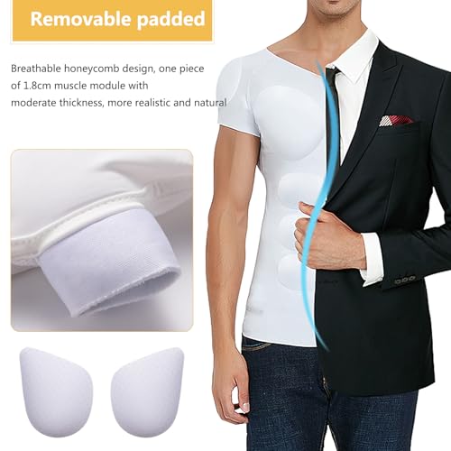 Fake Muscle T-Shirts for Men, Shaper Enhancers Strong Shoulders Padded Underwear, Make Your Body More Improved3