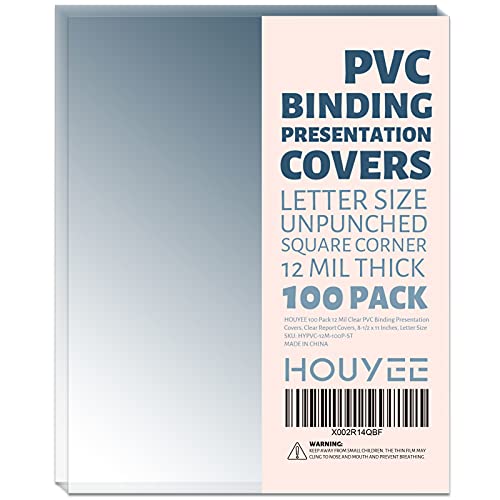Couvertures transparentes PVC format lettre HOUYEE plastique pour reliure rigide