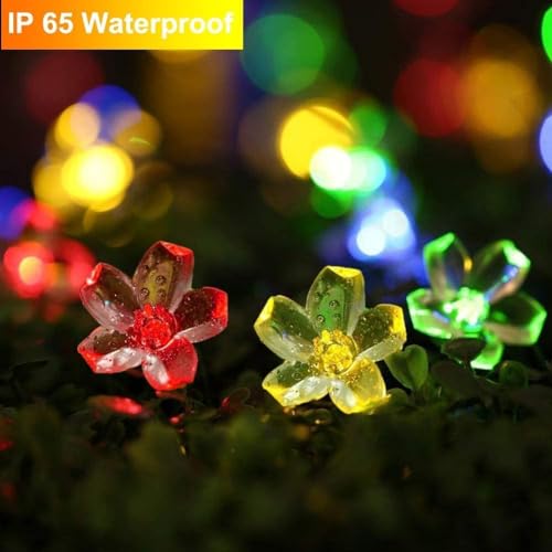 Solar String Lights Garden, 23ft 8 Modes 50 LED Blossom Solar Powered Fairy Lights Waterproof Outdoor Flower String Lights for Patio, Yard, Tree, Home, Lawn, Wedding, Party Decorations (Multi Colour) - Image 3