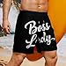 Men & Boys Classic Fit Swim Trunks for Beach Gym Sport Quick Dry Drawstring Basic Board Shorts with Pockets, Underwear Boss Lady White Black Fashion Cargo Short