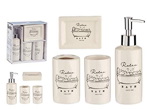 Berilo Set de Bao. 4 Piezas de Accesorios Bao. Decoracion Bao Estilo Moderno. Baos Complementos Jabonera, Vaso de Bao.