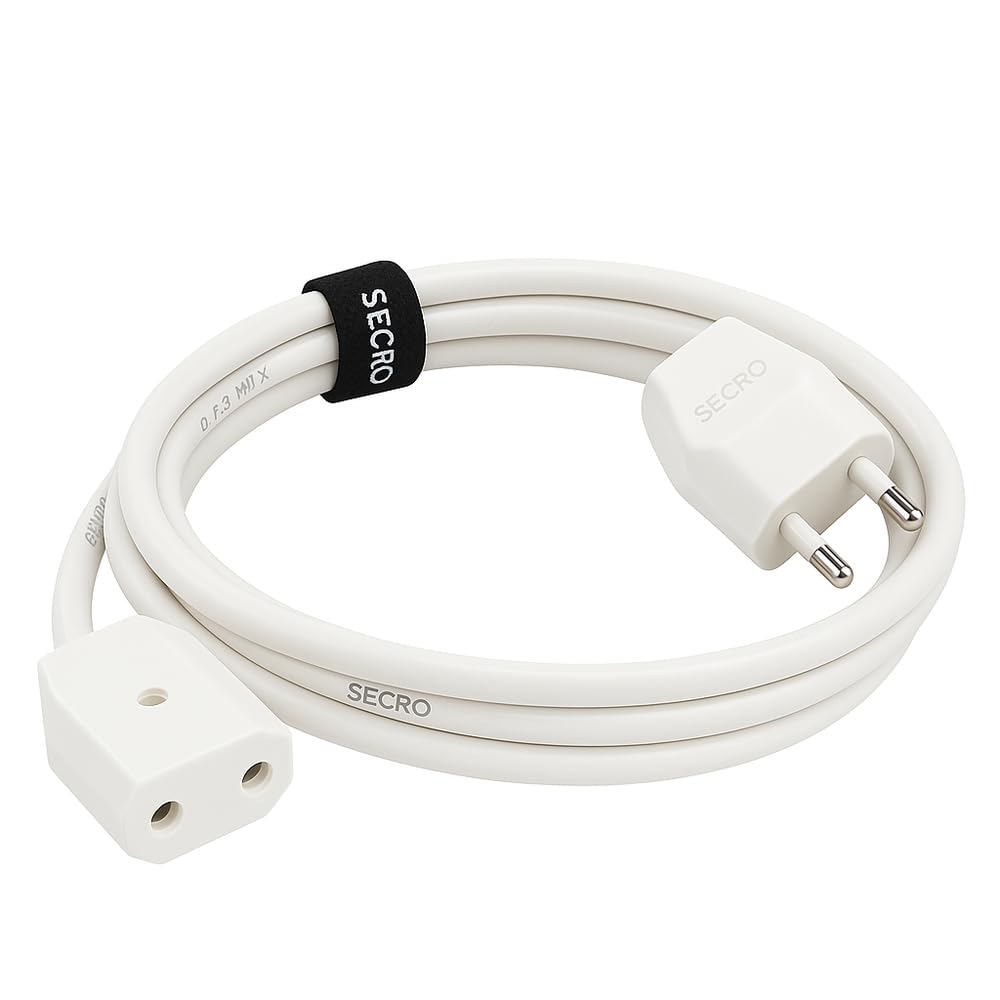 SeCro 2-Pin Flexible Male-Female Socket, Round Wire, Extension Cord for Multipurpose Use,Festive Decorations,Diwali,Christmas,etc (2 Meter)