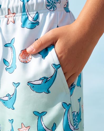 Image of AMYNICE Girls Beach Board Short with Liner Quick Dry Active Jellyfish Print | Swimming Trunks Swimsuit with Pockets Drawstring Surfing, Beach, Vacation and Holiday for Toddler Baby girl