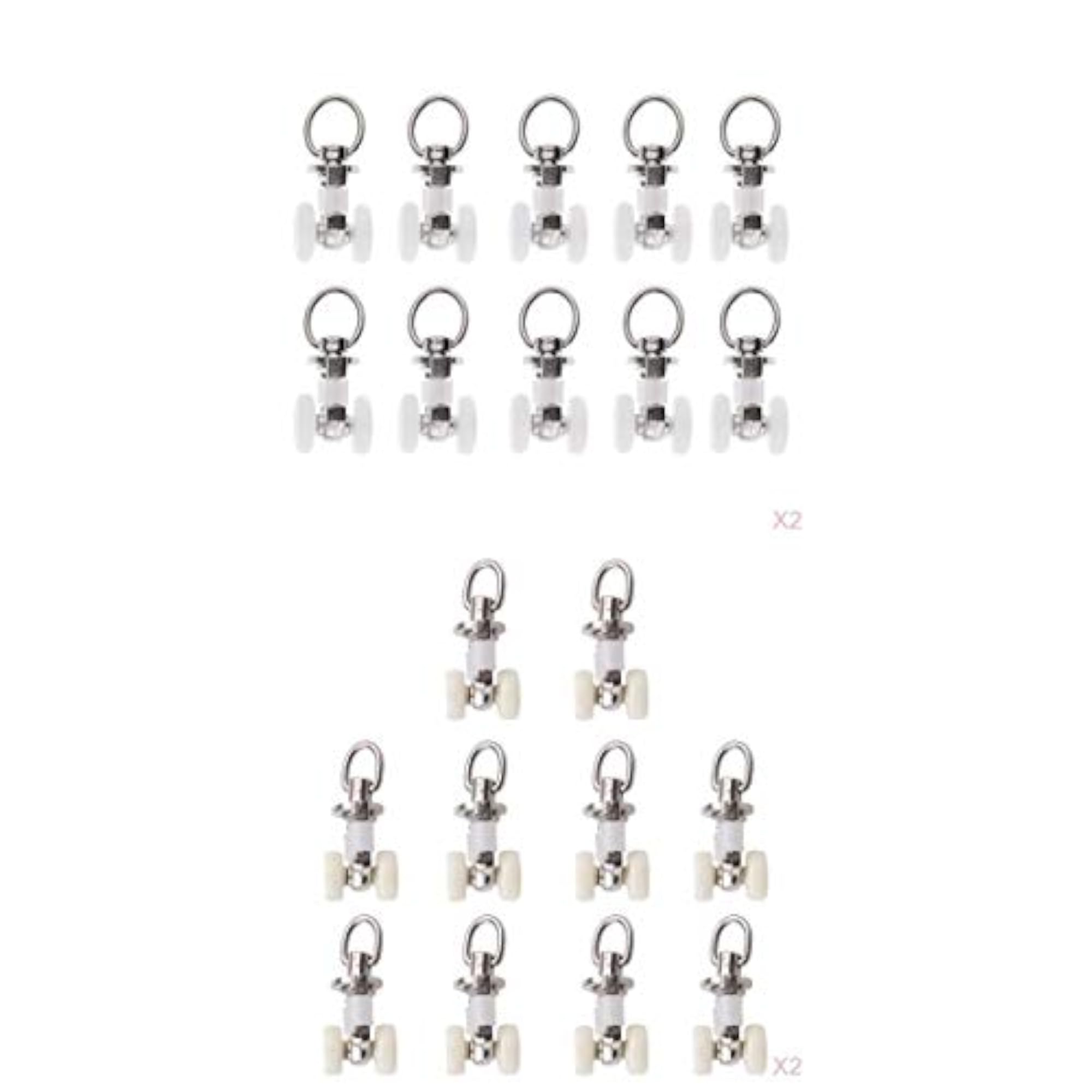 Alloy Curtain Track Glider Rail Slide Wheels, 40 Pcs