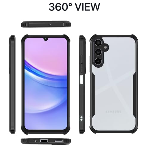 Image of Pikkme Crystal Clear Transparent Back Cover | Ultra Hyrbid | Full Camera Protection | Raised Edge | Bumper Case for Samsung Galaxy A16 5G (Black)