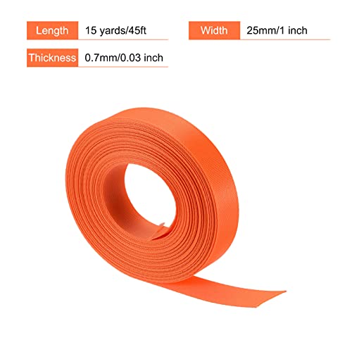 Image of MECCANIXITY Flat Nylon Webbing Strap 1 Inch 15 Yards Bright Orange for Backpack Cargo Strap Luggage-rack
