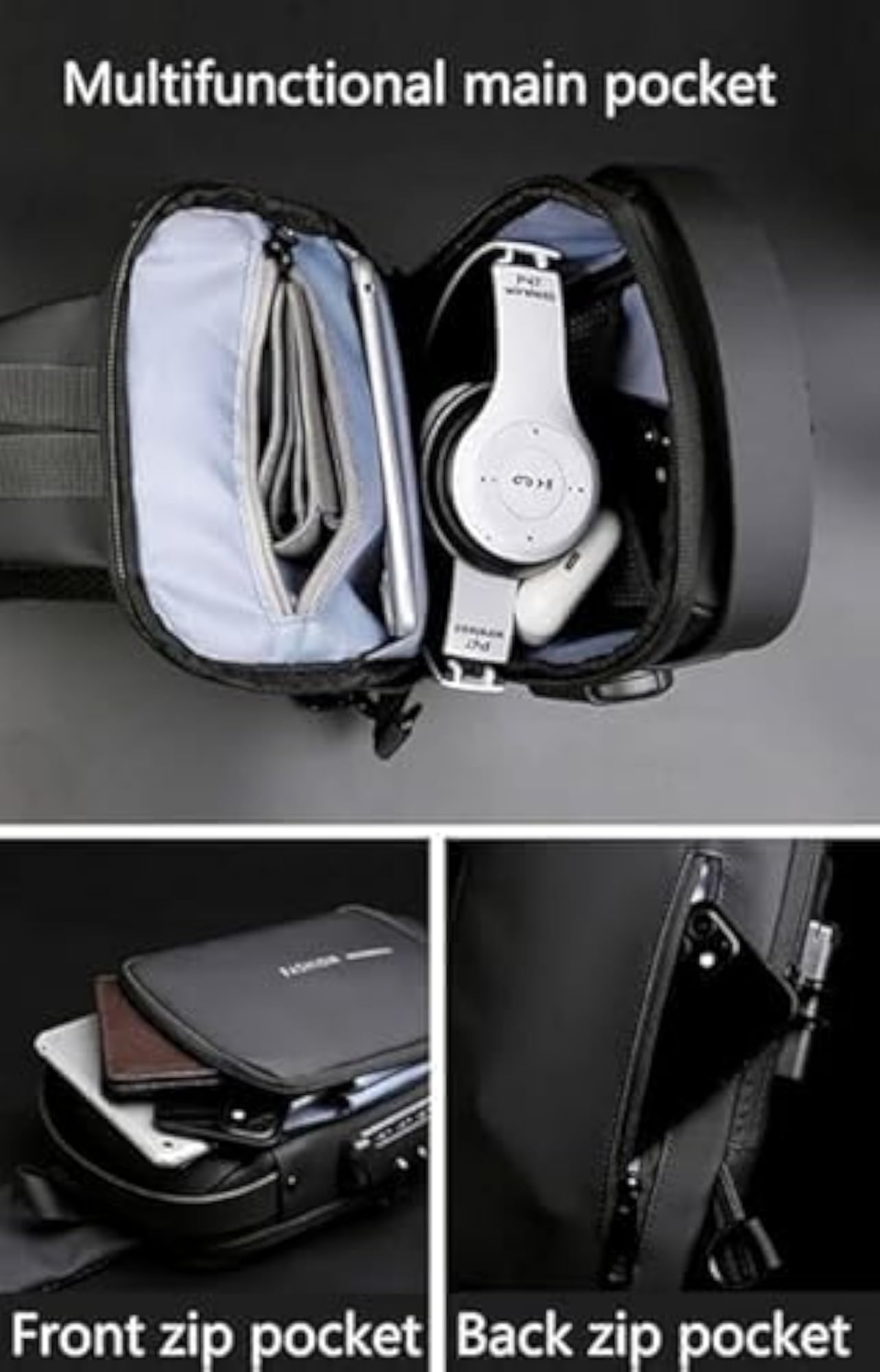 Men's Anti-Theft Sling Bag, Waterproof Crossbody Backpack