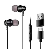 [2022 Upgraded] USB C Earbuds with USB-A to C Adapter, HiFi Headphones Compatible with Most Type C...