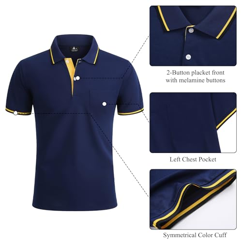 Polo Shirts for Men Short Sleeve Golf Polo with Pockets Moisture Wicking Tennis Shirt Summer Polo T-Shirts4