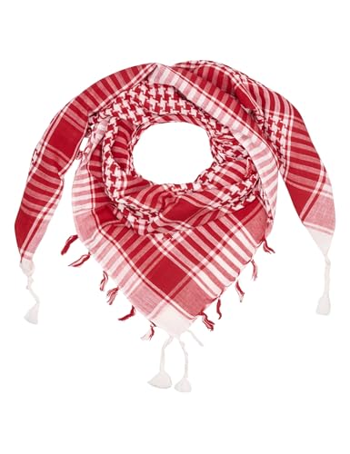 LOVARZI Keffieh Rouge et Blanc Unisexe - Foulard Shemagh Arabe Palestinien Coton - Idée Cadeau Écharpe Noël