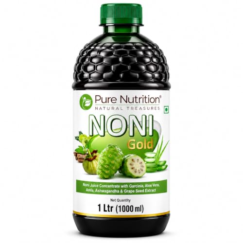 Image of Pure Nutrition Noni Gold Detox Juice 1L | Body Detox Drinks for Cleansing Body With Garcinia, Aloe Vera, Amla, Ashwagandha & Grape Seed Extract | Supports Diabetes Care, Digestion, Immunity & Skin Health