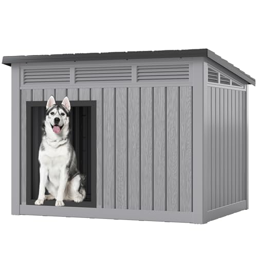 Large Dog House for Indoor & Outdoor - Weatherproof & Removable Roof, Fits Small to Large Dogs (42.8' L x 33' W x 31.5' H) - Grey