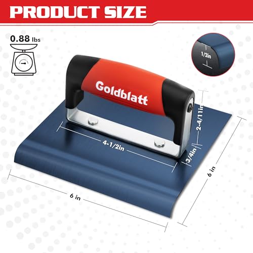 Goldblatt Concrete Edger Tool, 6" x 6" Blue Steel Edger (3/8"R, 1/2"L) by Goldblatt - Used condition - Image 7