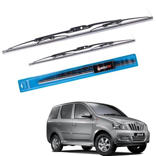 Image of Windshield Car Wiper Blades Metal Frame Water Repellant Cleaning Wiper Blades Refills Best for Mahindra Xylo Mhawk (2009 Onwards) Dr 24 inch /Pa 20 inch