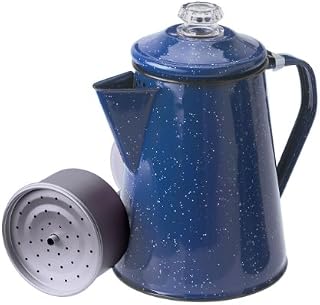 GSI Outdoors 12 Cup Enamelware Percolator in Blue for Campsite, Cabin, RV, Farmhouse