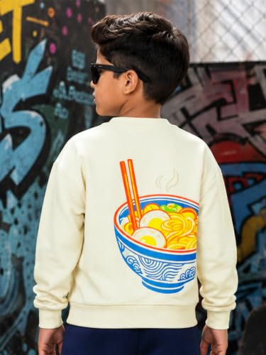 Image of KiddoPanti Boys Solid Round Neck Full Sleeve Fleece Sweatshirt | 60% Cotton 40% Polyester | Soft Warm Winter Pullover | Ribbed Cuffs & Hem | Casual Winter Sweatshirt for Kids