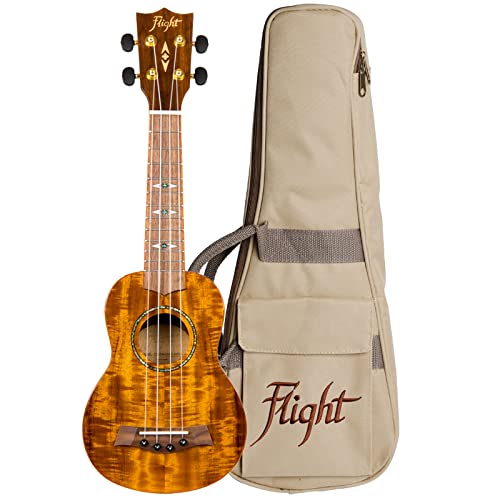 Flight: DUS445 Soprano Koa Ukulele (With Bag). Ukelele - Les Beatles, Paul McCartney, John Lennon, RIngo Starr, George Harrison Flight: DUS445 Soprano Koa Ukulele (With Bag). Ukelele