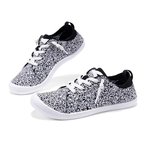 Image of Women's Barefoot Slip-On Sneakers, Slightly Roomy Toe Box, Arch Support Breathable Mesh Walking Loafers with No-Tie Elastic Laces, Non-Slip for All-Day Wear | Size Up Half Size for Wide Feet & High Instep