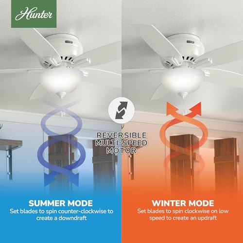 Image of Hunter Newsome, Indoor, Ceiling Fan, with LED Light, 52 inch, Fresh White