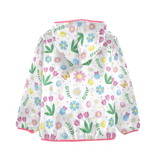 OTVEE Spring Easter Flowers Eggs Kids Hoodie Jacket Fall Spring Full Zip Warm Outwear Coat2