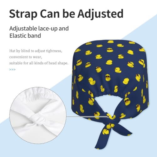 Image of Surgical Caps Men Women, Scrub Cap with Sweatband Adjustable | Tie Back Nurse Cap, Nursing Breathable Working Hat, Scrub Cap, Medical Hats