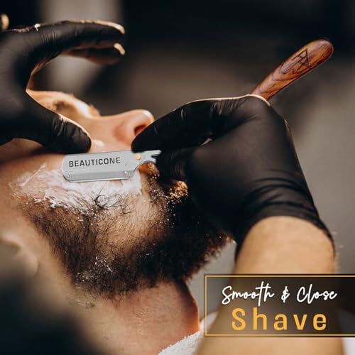 Image of BEAUTICONE Straight Razors for Men, Straight Edge Razor, Single Edge Replacement Blades, Stainless Steel, Barber Razor for Men's Shaving, Barber Shaving Knife
