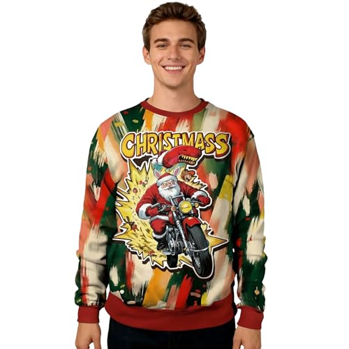 Motorbike Santa Comic Burst Sweatshirt, alternative view 1
