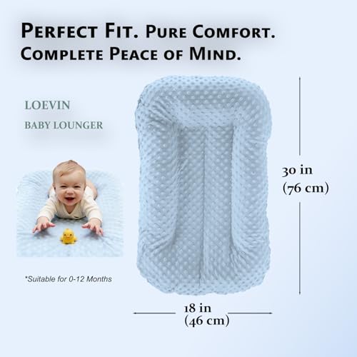 Image of Baby Lounger for Newborn,Baby Play Mat Soft Cotton Breathable for Playtime & Relaxation,Flat Babies Essentials Gifts,0-12 Months Home Travel(Blue Bean)