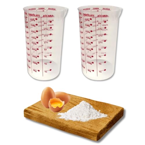 Kit 2 Copos Plásticos Medidor Medidas Cozinha Vermelho ORIGINAL