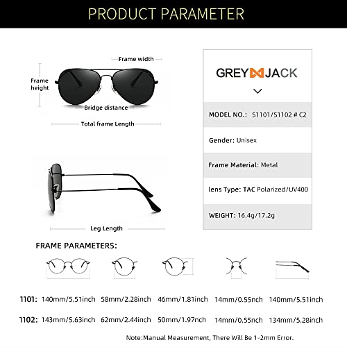 Image of grey jack Polarized Aviator Sunglasses lightweight Stylish Glasses for Men Women UV Protection S110102